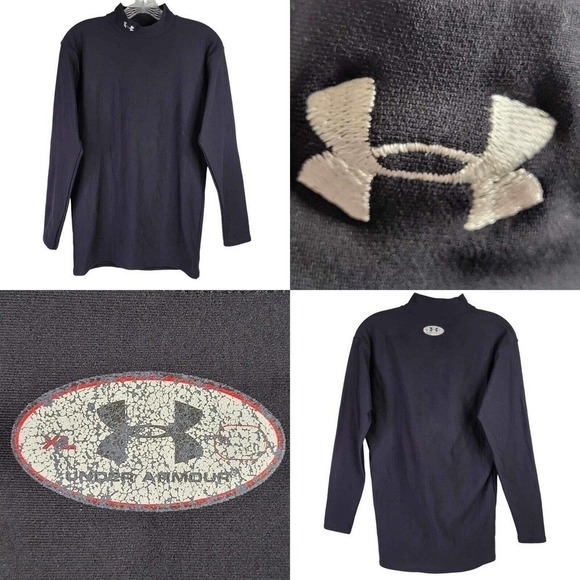Under Armour Pullover Mens XL Black Mock Neck Hunting Football Fitted Coldgear - Picture 1 of 8